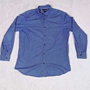 Banana Republic Button Down Dress Shirt XL Navy/White Check LS Grant Slim Fit